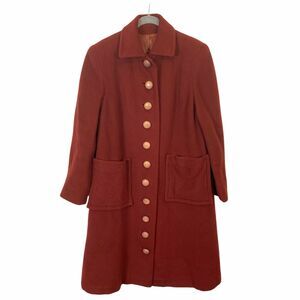 Penn Traffic Co Overcoat Vintage 50's Women's Rust Long Sleeve Collared size M/L